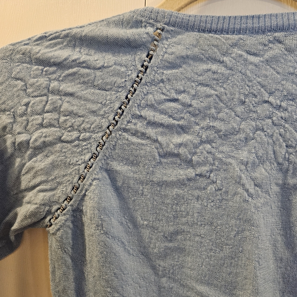 Versace baby blue ruched crop sweater - Picture 7 of 11